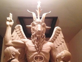 The Satanic Temple's template for a statue of Baphomet is pictured in this undated handout photo obtained by Reuters June 27, 2014. REUTERS/The Satanic Temple/Handout