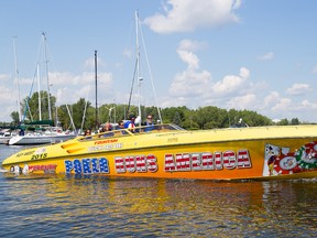 Bill Taylor, Poker Runs America president, takes a group out for a ride on Sunday July 26, 2015 in Belleville. The Bay of Quinte Poker Run Rendevous returns to local waters this weekend.