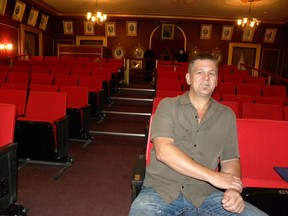 ERNST KUGLIN/THE INTELLIGENCER
Shawn Ellis, president of the Trent Port Historical Society, sits in the front row of the James Alexander Theatre located on the second floor of the historic Trenton Town Hall.