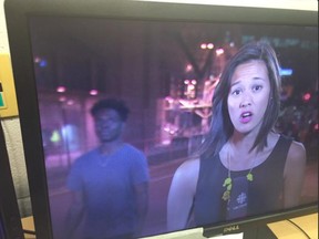 CBC reporter Charlsie Agro tweeted this photo with the words, "Please RT. Reviewing footage with @TorontoPolice @TPSTauro needs your help. #stopFHRITP." (CBCharlsie/Twitter)