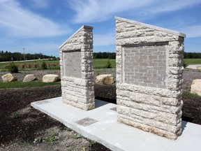 The construction of the William Kurelek monument located on the northwest corner of Highway 7 and 67 is nearing completion Monday, July 27, 2015. The memorial pays tribute to the artisit, who grew up near Stonewall, Man. In 1964, he painted a series of works that traced his famly's relocation from West Ukraine to Western Canada. (Brook Jones/Selkirk Journal/Postmedia Network)