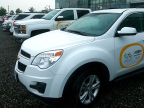 Pan-Am vehicles parked at Corus Quay in Toronto on  July 7. (DAVE ABEL, Toronto Sun)