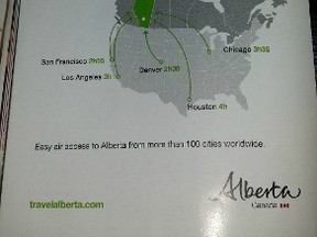 A map of Canada used by Travel Alberta is missing the border lines for Nunavut. PHOTO SUPPLIED