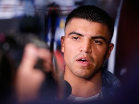 Victor Ortiz attends the Amir Khan & Devon Alexander Fight Announcement at Conga Room on November 4, 2014 in Los Angeles, California. (Joe Scarnici/Getty Images/AFP)