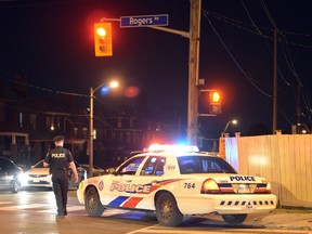 Police investigate after a 23-year-old woman was sexually assault near Rogers Rd. and Dufferin St. (ANDREW COLLINS, Special to the Toronto Sun)