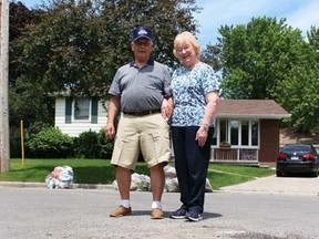 Echo Road residents Joe and Mary Theriault, pictured here in this file photo, petitioned Sarnia city council for road repairs. Council decided Monday night against fast tracking repairs for the street, citing the city's criteria-based strategy for determining road work projects. (FILE PHOTO)