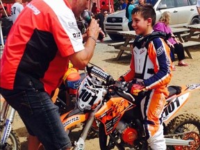 Djuro Landon placed second at the eastern Canadian motocross championships at a track called Deschambault in Quebec City. The nine-year-old Petrolia resident competes in the age seven to nine 65cc class. (Handout/Sarnia Observer/Postmedia Network)