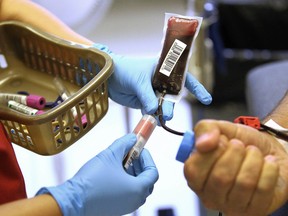 About 18,000 blood donations are needed every week to maintain the country's supply of blood. (Postmedia Network file photo)