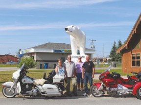 Liette and Andy deBlois of Cochrane show visiting friends Ed and Peg Wagner the sites in the community