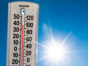 Thermometer displaying the high temperatures experienced in Ottawa on Tuesday July 28, 2015. Errol McGihon/Ottawa Sun/Postmedia Network