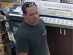 OPP are seeking this man after two thefts from businesses in Arnprior on Monday. (Submitted image Ontario Provincial Police)
