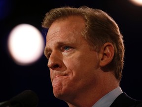 NFL Commissioner Roger Goodell speaks to the media before Super Bowl XLIX in Phoenix, Arizona in this January 30, 2015 file photo. (REUTERS/Lucy Nicholson/Files)