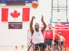 Abdi Dini practicing at Brock University Wednesday, July 29, 2015 for the coming Parapan Am Games. (Bob Tymczyszyn/St. Catharines Standard)