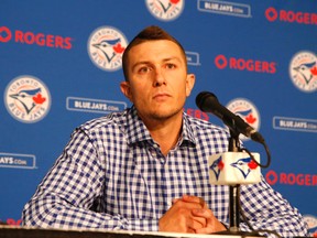Blue Jays shortstop Troy Tulowitzki at his introductory news conference on July 29, 2015. (MICHAEL PEAKE/Toronto Sun files)