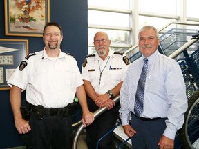 John Lappa/The Sudbury Star
There are a number of changes underway at the Greater Sudbury Police Service. Insp. John Somerset, left, is replacing Insp. Dan Markiewich, who is retiring from policing after 33 years of service, and Const. Bert Lapalme, right, is retiring after 29 years of service and will continue teaching at College Boreal in the police foundation program.