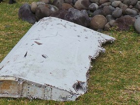 A large piece of plane debris was found on the beach in Saint-Andre, on the French Indian Ocean island of La Reunion, July 29, 2015.     REUTERS/Zinfos974/Prisca Bigot