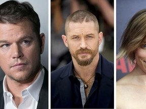 (L to R): Matt Damon, Tom Hardy, and Rachel McAdams. 

WENN