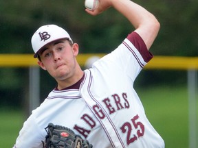 London Badgers pitcher Travis Keys is eager to take on East York in Burlington Friday. The team is hoping to make it to midget nationals to be held in Magog, Que. (MORRIS LAMONT, The London Free Press)