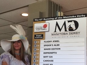 Francine Fournier unveils the post positions for Monday's 67th running of the Manitoba Derby at Assiniboia Downs.