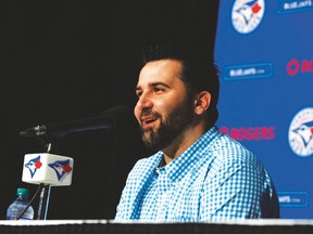 Blue Jays GM Alex Anthopoulos talks about trading for ace starter David Price on Thursday at a news conference at Rogers Centre. (Jack Boland/Toronto Sun)