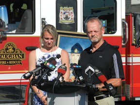 Colleen and John Eve, daughter and husband of OPP Sgt. Marg Eve, spoke for the first time about the impact of her death on the their family. Eve died in 2000 when a truck smashed into OPP cruisers parked at the side of the road near Chatham. Hank Daniszewski/The London Free Press/Postmedia Network