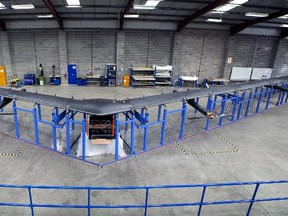 Aquila, a drone with a 40-metre wingspan built by social media company Facebook, is shown in this publicity photo released to Reuters on July 30, 2015. REUTERS/Facebook/Handout