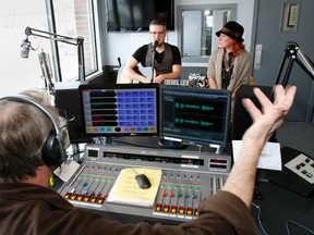 JEROME LESSARD/INTELLIGENCER FILE PHOTO
Trenton natives Amanda and Tyler Wilkinson of Small Town Pistols and members of the Wilkinsons ­ perform their new song 'Colour Blind' during an interview on-air host Greg Hunter at Cool 100 FM in Belleville in February.