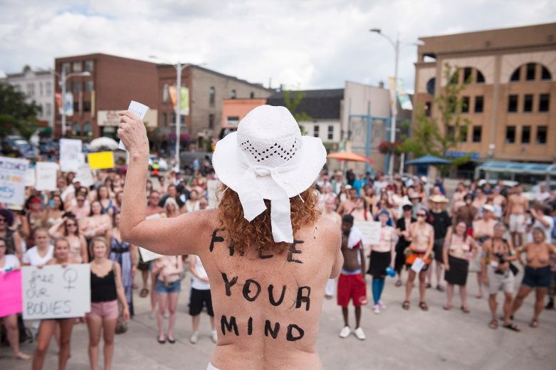 Topless Rally In Support Of Women S Rights Takes Place In Waterloo Ont Toronto Sun