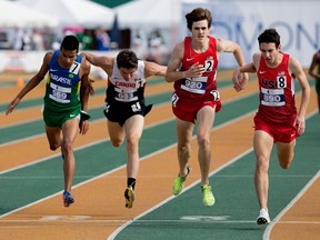 The USA's Blake Haney (far right) wins the Men's 1500m Final at the 2015 Panamerican Junior Athletics Championships at Foote Field, in Edmonton Alta. on Saturday Aug. 1, 2015. (right to left) Brandon Pollard finished (2nd), Braydon Rennie (4th), and Rodrigo Silva (3rd). David Bloom/Edmonton Sun/Postmedia Network