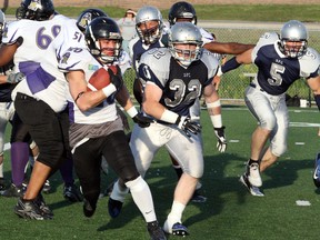 The Sudbury Spartans faced the Montreal Transit in Northern Football Conference quarter-final action in Sudbury on Saturday. Montreal won 40-19. Ben Leeson/The Sudbury Star/Postmedia Network