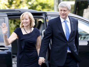 Prime Minister Stephen Harper and his wife Laureen arrive at Rideau Hall Sunday, Aug. 2. 2015, to ask Governor General David Johnston to dissolve Parliament, beginning the longest federal election campaign in recent history.
REUTERS/Blair Gable