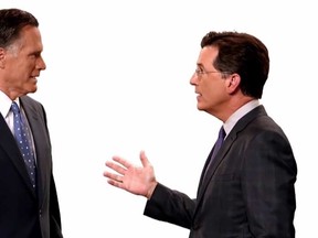 Mitt Romney (L) and Stephen Colbert.

(YouTube/LateShow)