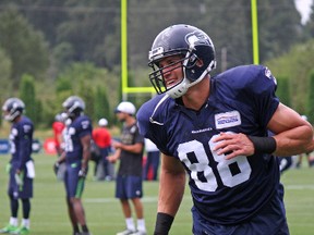 Seattle Seahawks tight end Jimmy Graham during training camp on Monday, Aug. 3, 2015. (John Kryk, Postmedia Network)