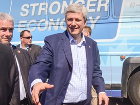 Prime Minister Stephen Harper at a campaign stop in Kingston Monday August 3, 2015. (Julia McKay/The Kingston Whig-Standard)