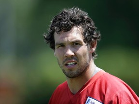 Philadelphia Eagles quarterback Sam Bradford walks of the field after practice at NFL football training camp, Monday, Aug. 3, 2015, in Philadelphia. (AP Photo/Matt Rourke)