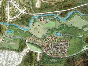 An aerial map of Montane, Fernie gives a great view of what the community aims to be when it’s fully completed.