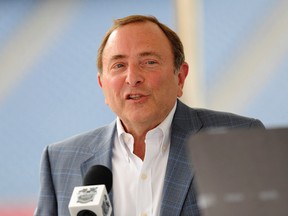 NHL Commissioner Gary Bettman speaks during a press conference for the Winter Classic at Gillette Stadium in Foxboro, Mass., on July 29, 2015. (Bob DeChiara/USA TODAY Sports)