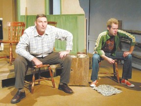 Scott Maudsley, left, and Nathan Carroll star in the Port Stanley Festival Theatre production of The Drawer Boy. (Melissa Kempf/Special to Postmedia News)