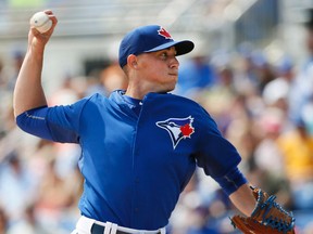 Blue Jays pitcher Aaron Sanchez decided to drop his appeal on his three-game suspension for hitting Kansas City Royals’ Alcidies Escobar on Sunday. (Stan Behal/Toronto Sun)