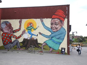 A mural created by San Francisco artist Troy Lovegates is one of several being created for Up Fest, which takes place next week in Sudbury. Gino Donato/Sudbury Star/Postmedia Network