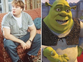 Chris Farley and Shrek (Handout photos)