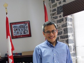 Though Kingston and the Island MP Ted Hsu is not running for re-election, his office and desk remain filled with papers and research. (Steph Crosier/The Whig-Standard)
