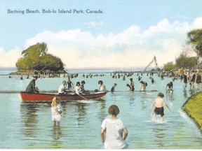 Boblo Island appears idyllic ? but peopled only by whites ? in this old postcard. (University of Windsor library)