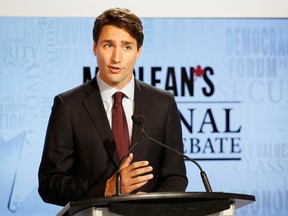 Canada's Liberal leader Justin Trudeau speaks during the Maclean's National Leaders debate in Toronto, August 6, 2015. REUTERS/Mark Blinch