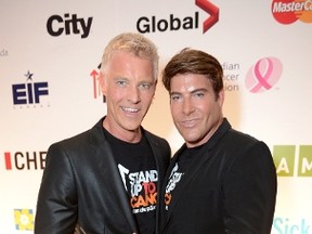 Steven Sabados, left, and Chris Hyndman attend Stand Up To Cancer Canada on Sept. 5, 2014, in Toronto. (THE CANADIAN PRESS/AP, Invision - Ryan Emberley)