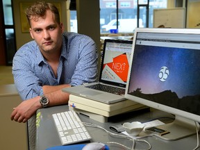 Former London National hockey player Tyler Bryden who is now a graphic designer ready to launch his own company.. Photo taken on Tuesday July 28, 2015.
MORRIS LAMONT / THE LONDON FREE PRESS / POSTMEDIA NETWORK