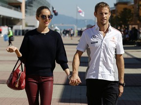 Burglars have ransacked the rented French Riviera villa of Formula One driver Jenson Button and his wife Jessica, possibly after pumping anaesthetic gas through air-conditioning vents. (Jin-man/AP Photo/Files)