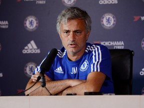Chelsea manager Jose Mourinho talks during a press conference to announce his new contract with the Premier League team Friday. (Action Images via Reuters/Tony O’Brien)
