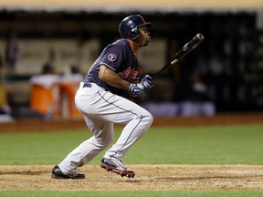 Michael Bourn is returning to the Braves in a three-player trade on Friday, Aug. 7, 2015. (Ben Margot/AP Photo)