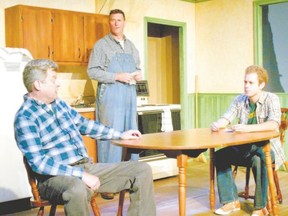 Jeff Culbert, Scott Maudsley and Nathan Carroll star in the Port Stanley Festival Theatre production of The Drawer Boy, on until Aug. 22. Melissa Kempf/Special to Postmedia News